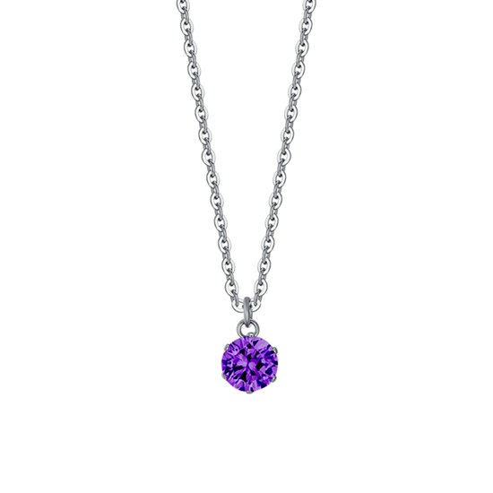Carica immagine nella Galleria COLLANA DONNA IN ACCIAIO  ZIRCONE VIOLA

