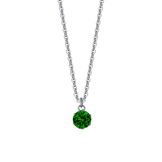 COLLANA DONNA IN ACCIAIO  ZIRCONE VERDE