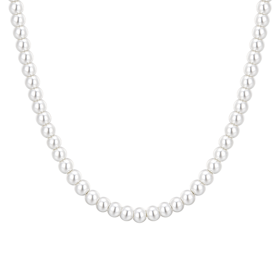 COLLAR DE ACERO PARA MUJER CON PERLAS BLANCAS