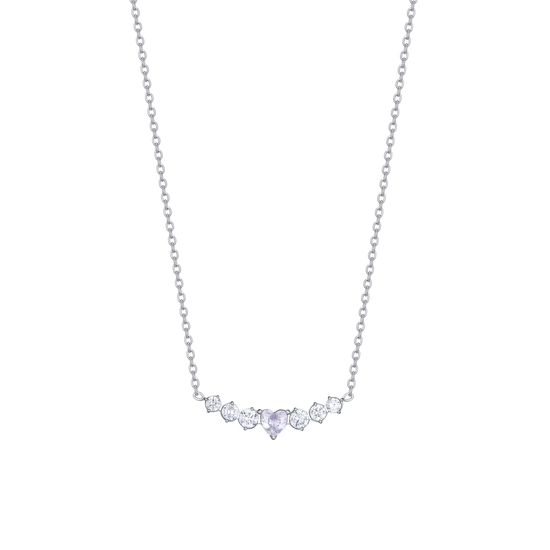 COLLAR DE ACERO PARA MUJER CON CORAZÓN Y CRISTALES BLANCOS