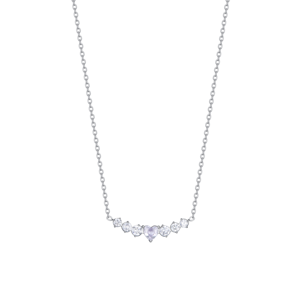COLLAR DE ACERO PARA MUJER CON CORAZÓN Y CRISTALES BLANCOS