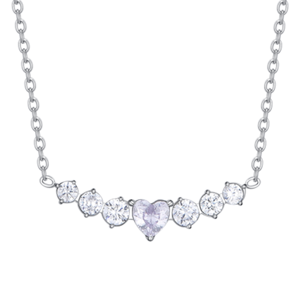COLLAR DE ACERO PARA MUJER CON CORAZÓN Y CRISTALES BLANCOS