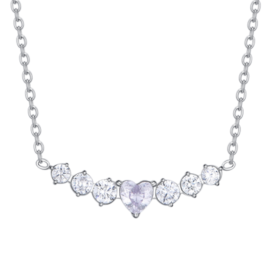 COLLAR DE ACERO PARA MUJER CON CORAZÓN Y CRISTALES BLANCOS