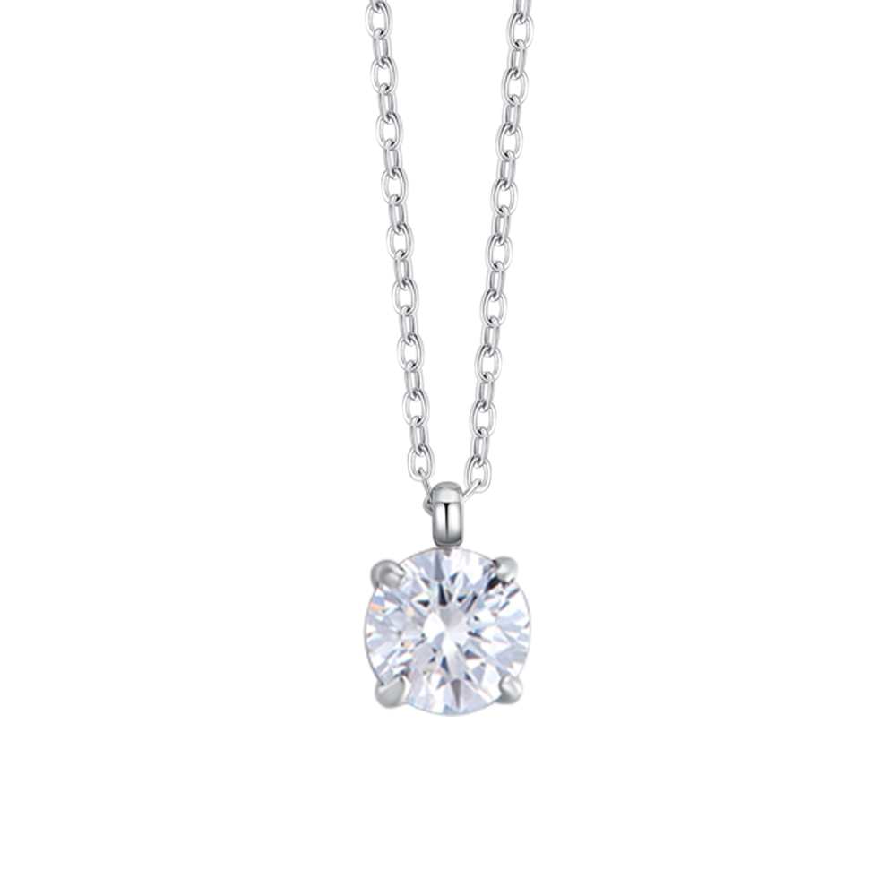 COLLANA DONNA IN ACCIAIO  CON CRISTALLO BIANCO