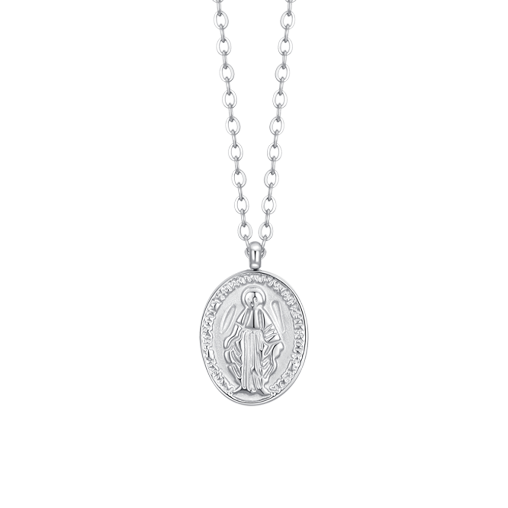 COLLANA DONNA IN ACCIAIO, MEDAGLIETTA CON MADONNINA MIRACOLOSA