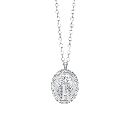 COLLANA DONNA IN ACCIAIO, MEDAGLIETTA CON MADONNINA MIRACOLOSA