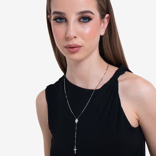 COLLANA DONNA ROSARIO  IN ACCIAIO