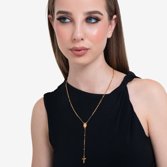 COLLANA DONNA ROSARIO  IN ACCIAIO IP GOLD
