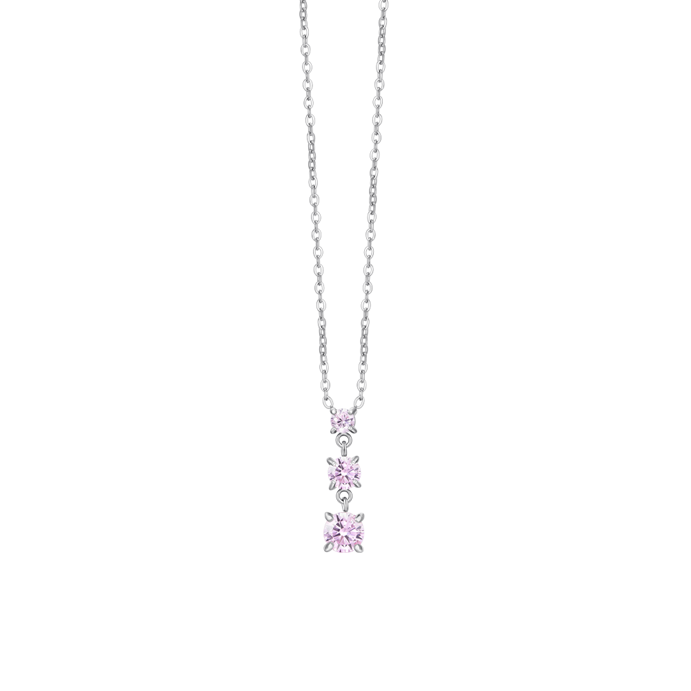 COLLANA DONNA IN ACCIAIO CON ZIRCONI ROSA