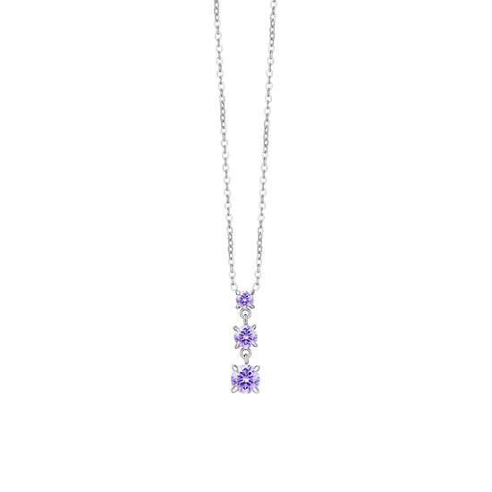 COLLANA DONNA IN ACCIAIO CON ZIRCONI VIOLA