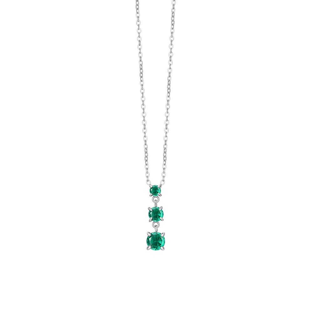 COLLANA DONNA IN ACCIAIO CON ZIRCONI VERDI