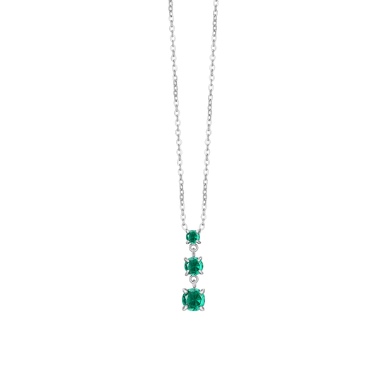 COLLANA DONNA IN ACCIAIO CON ZIRCONI VERDI