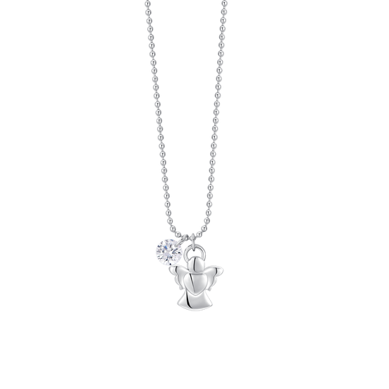 COLLANA DONNA IN ACCIAIO CON ANGELO E ZIRCONE BIANCO