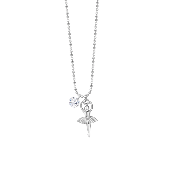 COLLANA DONNA IN ACCIAIO CON BALLERINA E ZIRCONE BIANCO