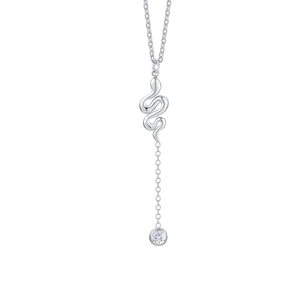COLLANA DONNA IN ACCIAIO CON SERPENTE  E CRISTALLO BIANCO