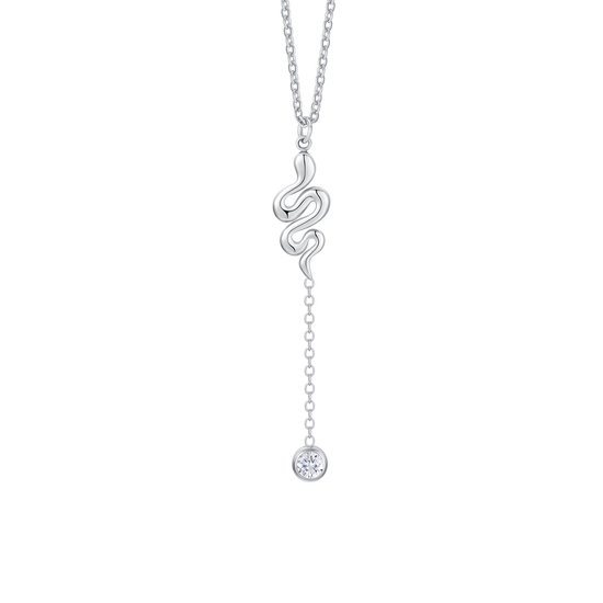 COLLANA DONNA IN ACCIAIO CON SERPENTE  E CRISTALLO BIANCO