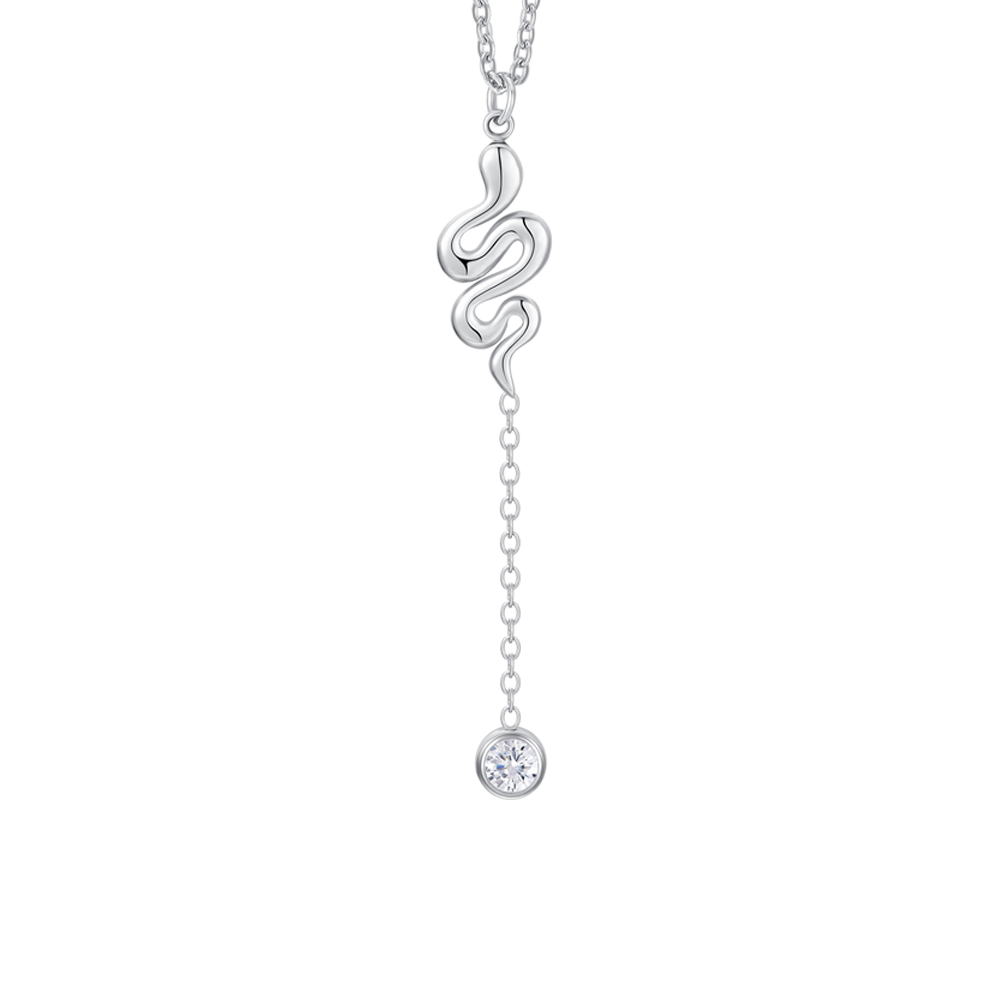 COLLANA DONNA IN ACCIAIO CON SERPENTE  E CRISTALLO BIANCO
