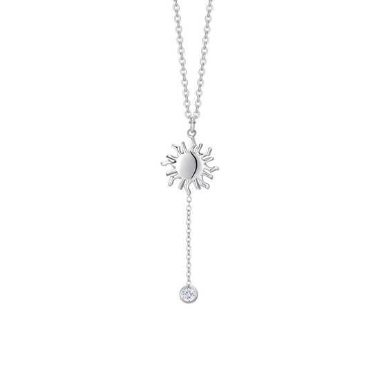 COLLANA DONNA IN ACCIAIO CON SOLE E CRISTALLO BIANCO