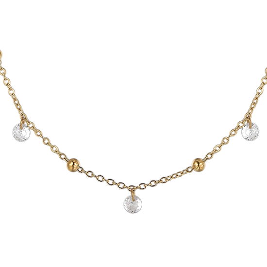 Carica immagine nella Galleria COLLANA DONNA IN ACCIAIO IP GOLD CON ZIRCONI BIANCHI
