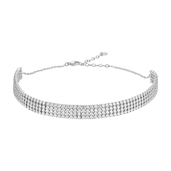 COLLANA CHOKER TENNIS DONNA IN ACCIAIO CON ZIRCONI BIANCHI