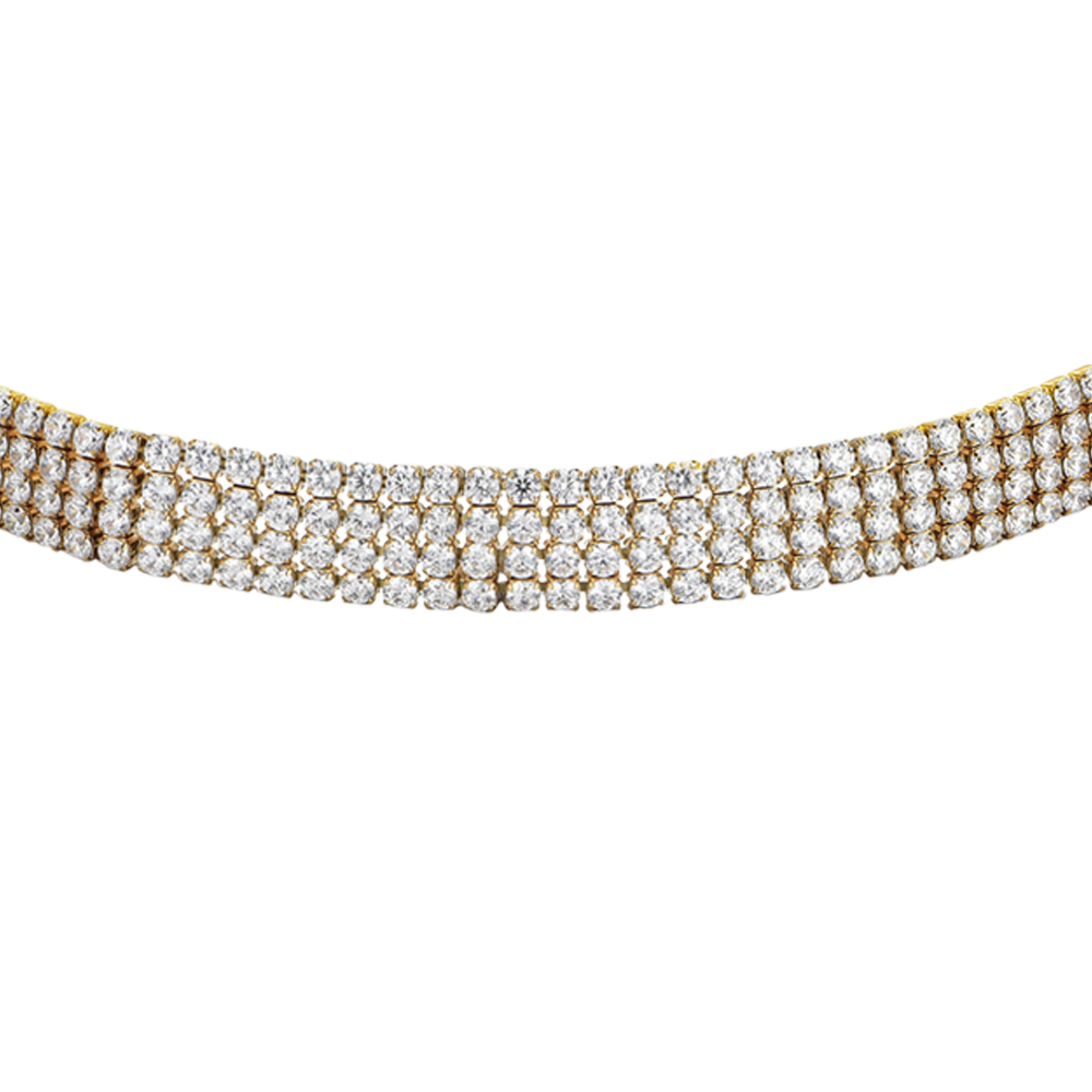 COLLANA CHOKER TENNIS DONNA IN ACCIAIO IP GOLD CON ZIRCONI BIANCHI