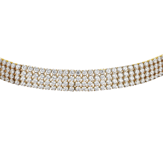 COLLANA CHOKER TENNIS DONNA IN ACCIAIO IP GOLD CON ZIRCONI BIANCHI