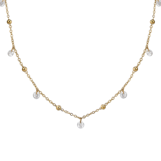 COLLANA DONNA IN ACCIAIO IP GOLD CON ZIRCONI BIANCHI