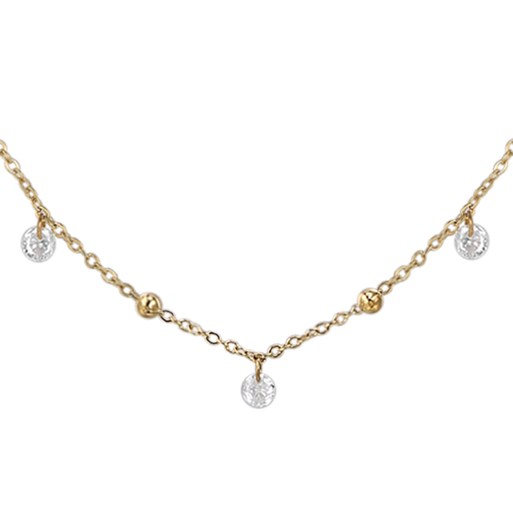 COLLANA DONNA IN ACCIAIO IP GOLD CON ZIRCONI BIANCHI