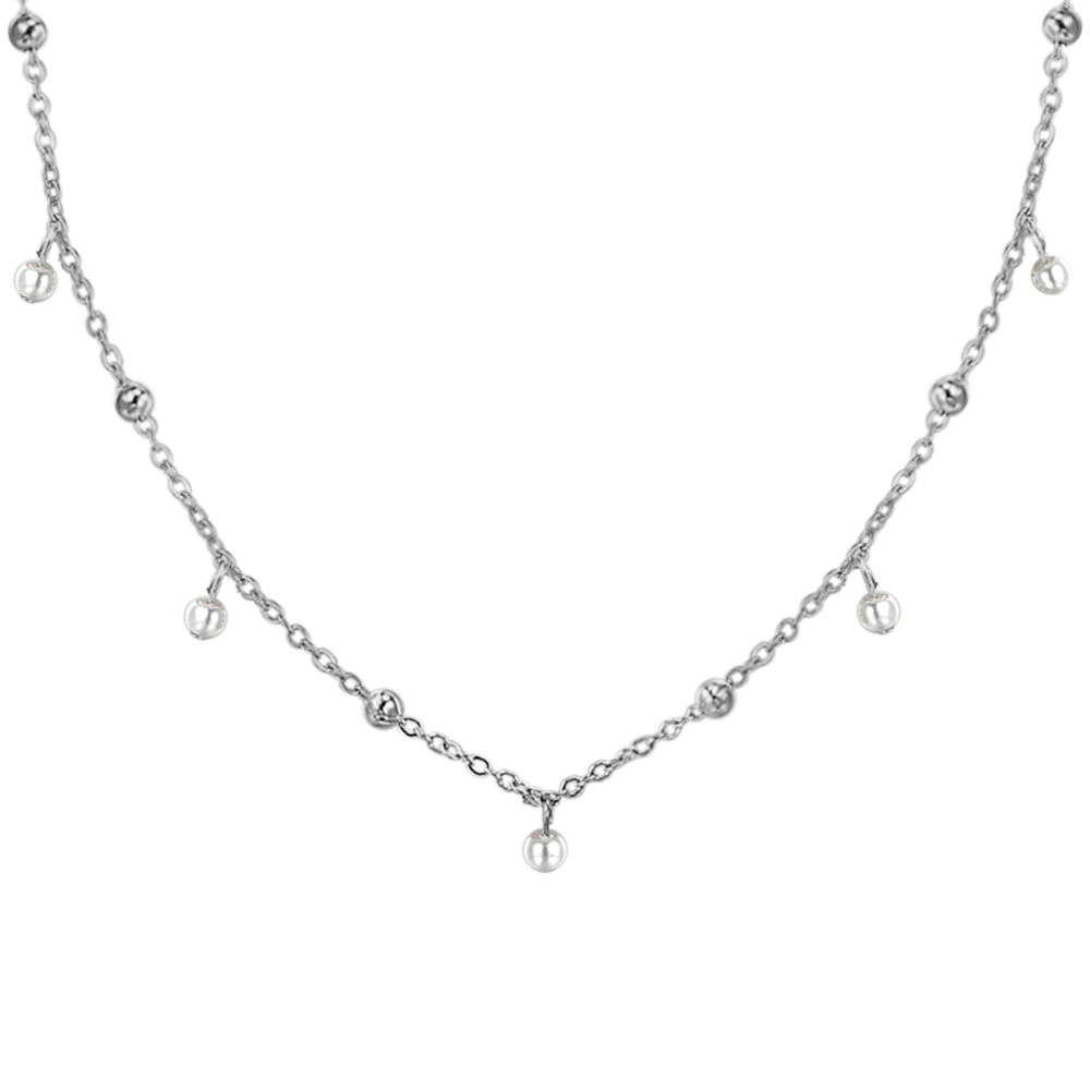 COLLAR DE ACERO PARA MUJER CON PERLAS BLANCAS
