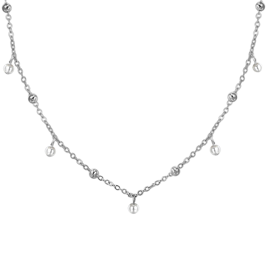 COLLAR DE ACERO PARA MUJER CON PERLAS BLANCAS