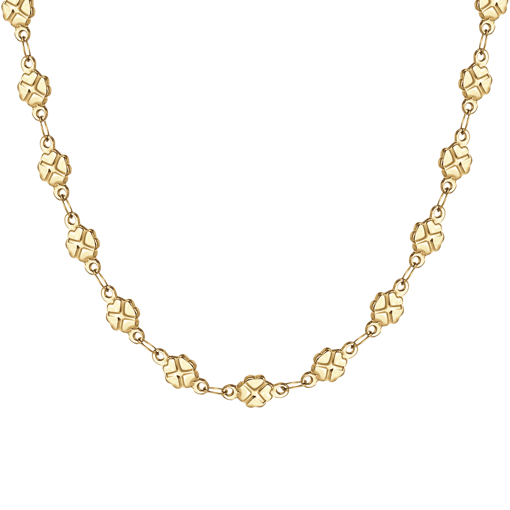 COLLANA DONNA IN ACCIAIO IP GOLD CON QUADRIFOGLI