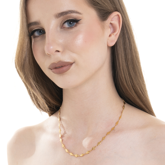 COLLANA DONNA IN ACCIAIO IP GOLD CON QUADRIFOGLI