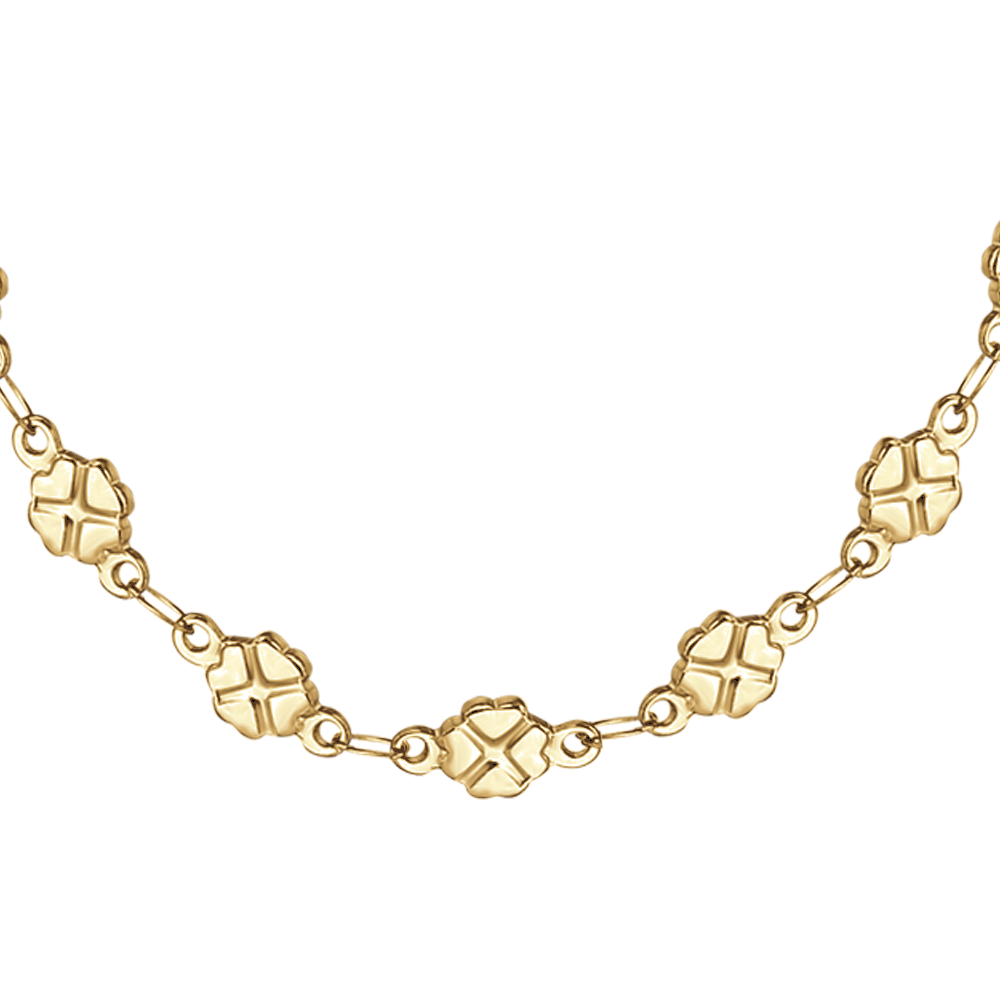 COLLANA DONNA IN ACCIAIO IP GOLD CON QUADRIFOGLI