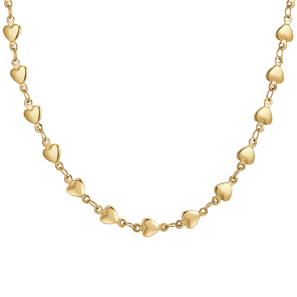 COLLANA DONNA IN ACCIAIO IP GOLD CON CUORI