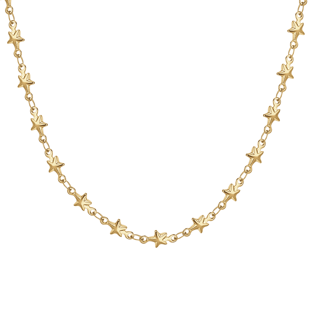 IP COLLAR DE ACERO DORADO PARA MUJER CON ESTRELLAS