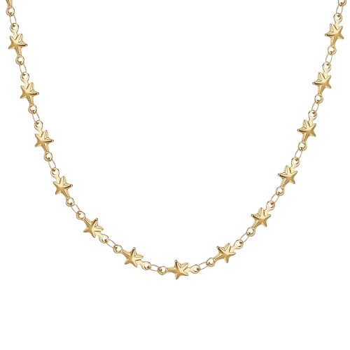 IP COLLAR DE ACERO DORADO PARA MUJER CON ESTRELLAS
