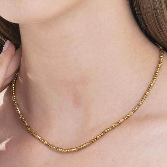 COLLANA DONNA IN ACCIAIO IP GOLD CON EMATITE