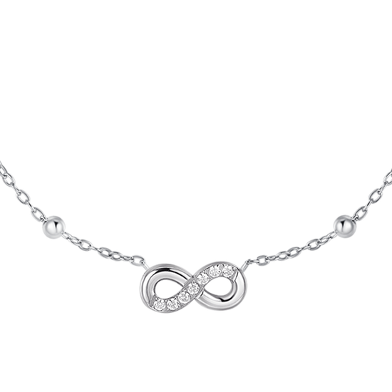 COLLANA DONNA IN ACCIAIO CON INFINITO E PUNTI LUCE DI ZIRCONE BIANCO