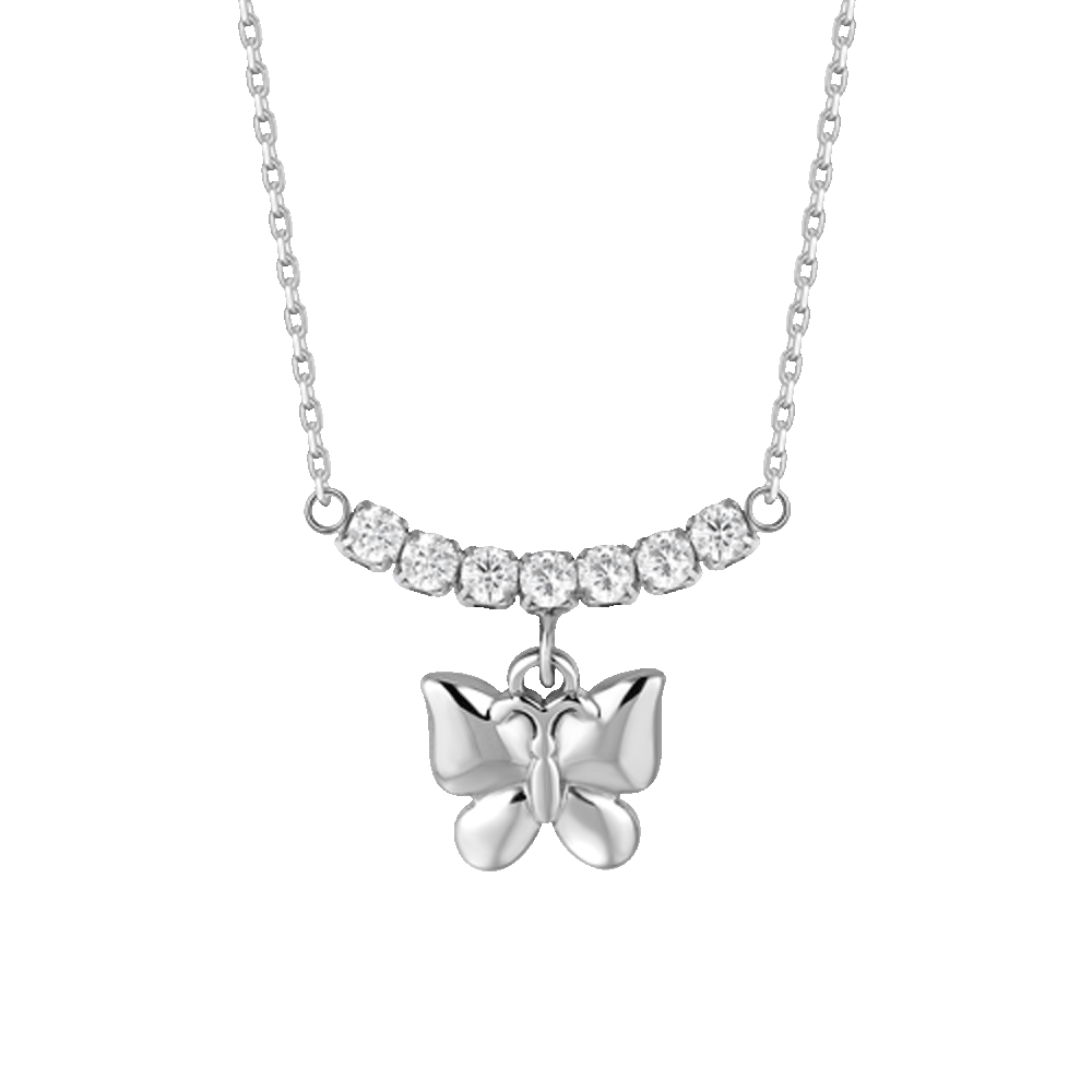 COLLANA DONNA IN ACCIAIO CON FARFALLA E ZIRCONI BIANCHI