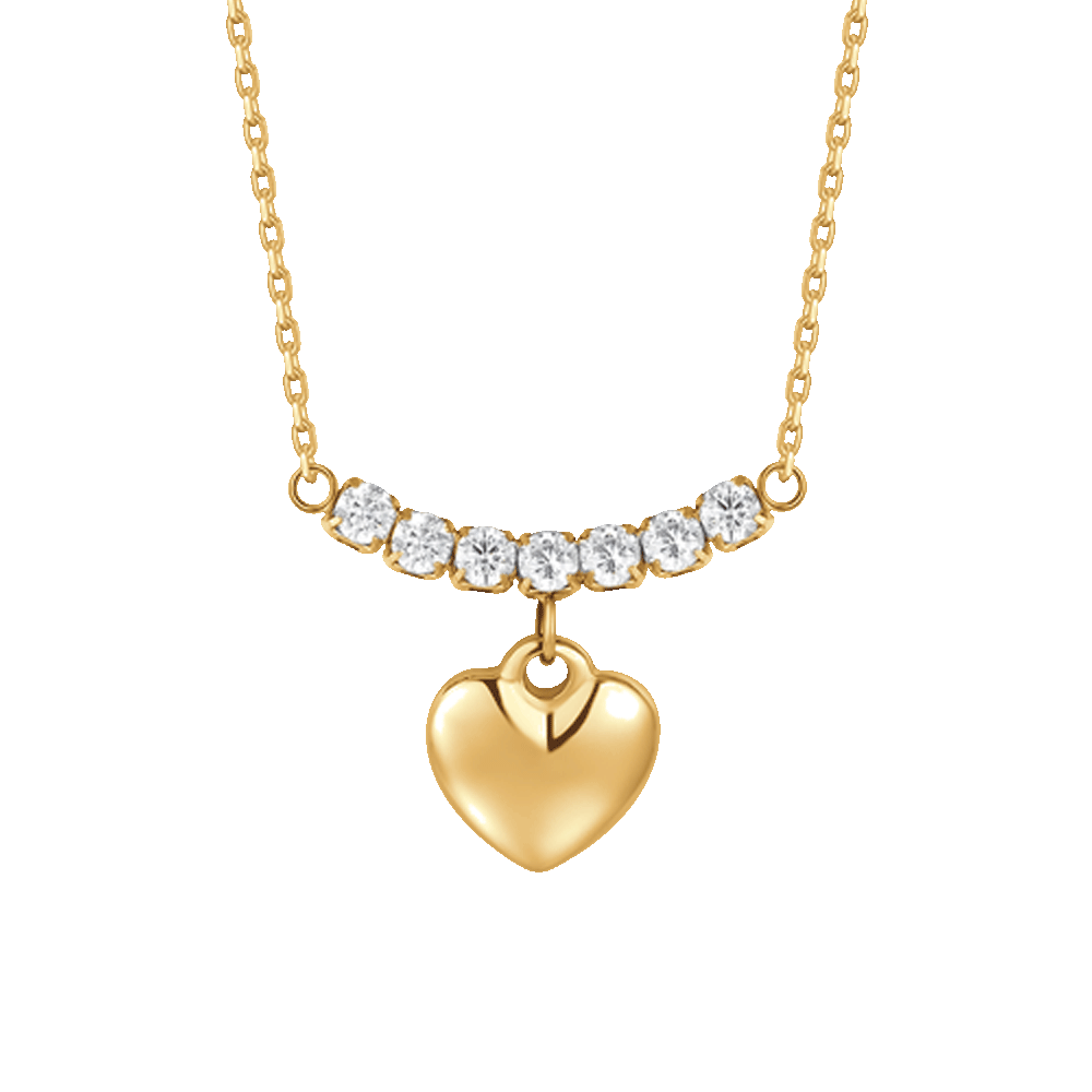 COLLANA DONNA IN ACCIAIO IP GOLD CON CUORE E ZIRCONI BIANCHI