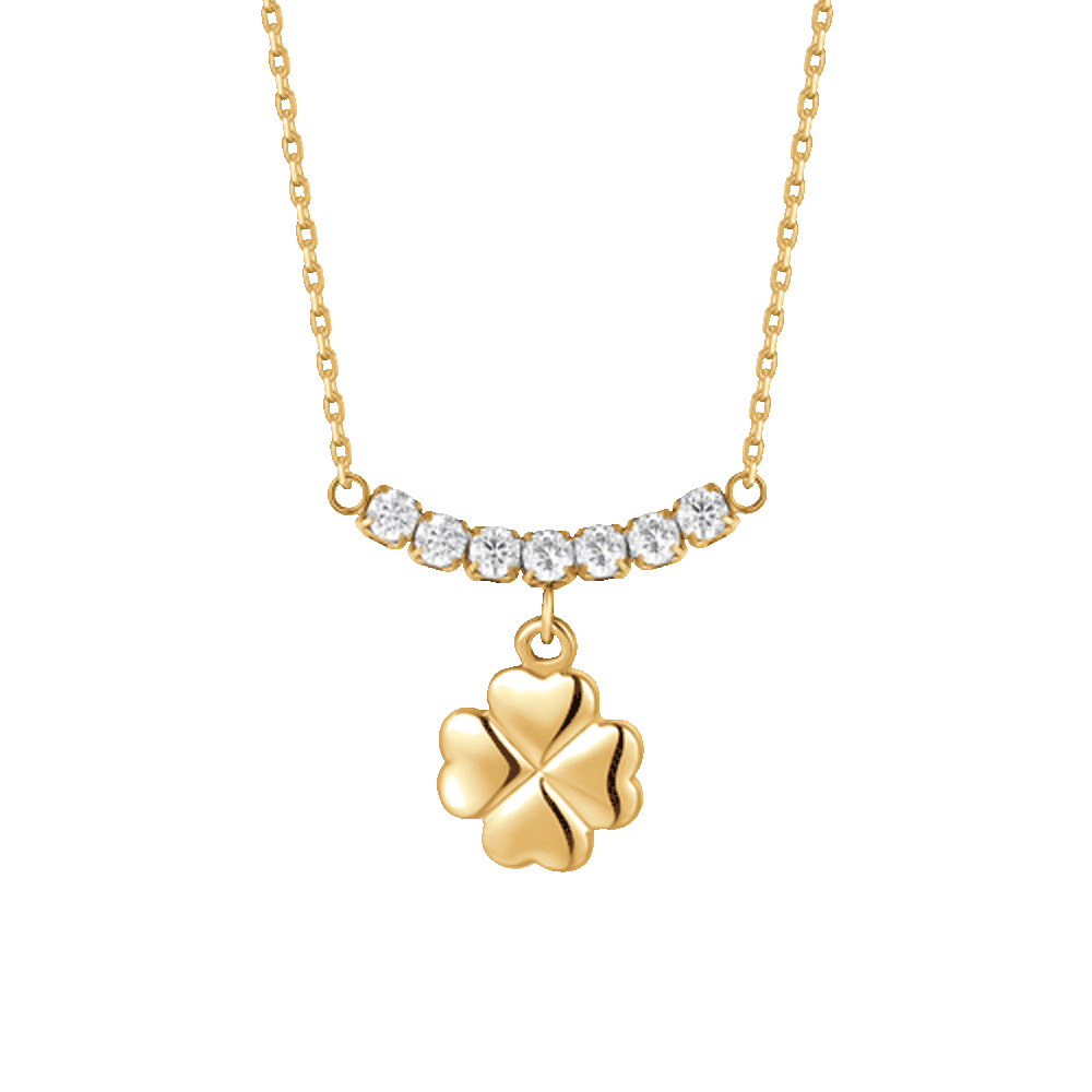 COLLANA DONNA IN ACCIAIO IP GOLD CON QUADRIFOGLIO E ZIRCONI BIANCHI