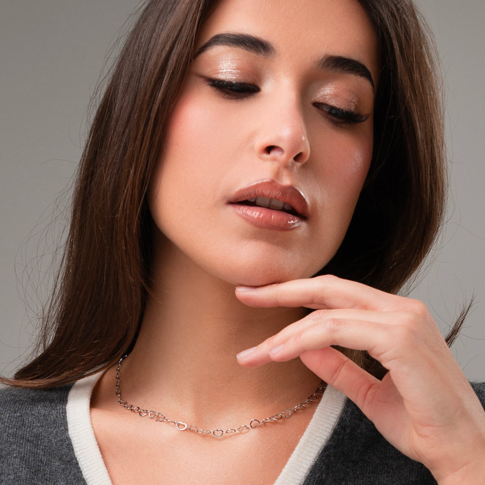 COLLANA DONNA IN ACCIAIO CON CUORI