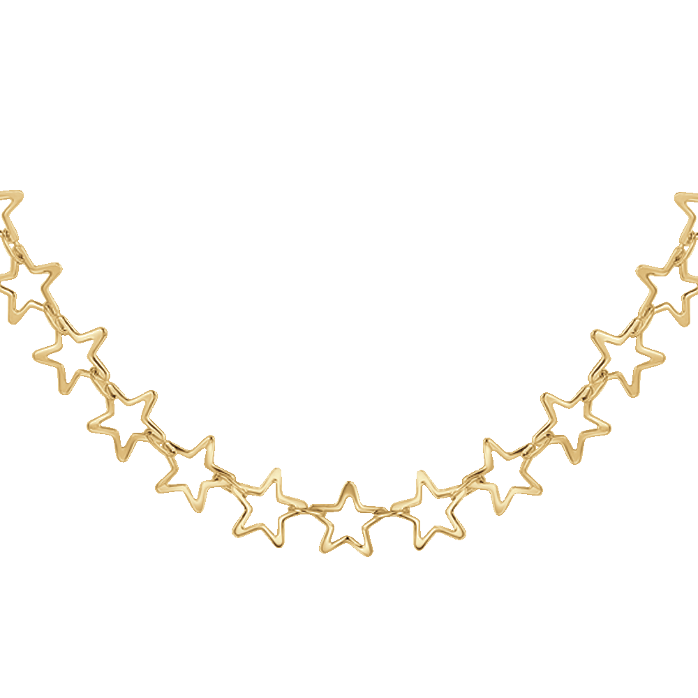 IP COLLAR DE ACERO DORADO PARA MUJER CON ESTRELLAS