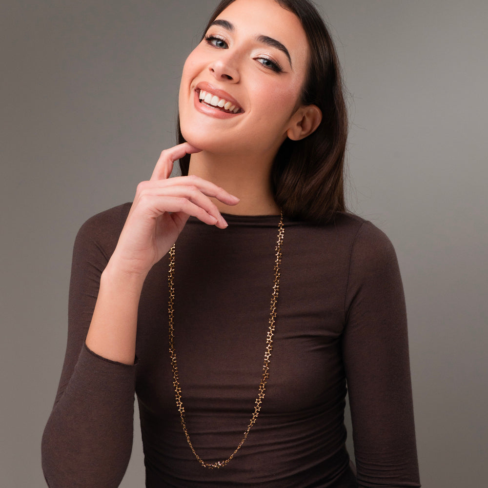 IP COLLAR DE ACERO DORADO PARA MUJER CON ESTRELLAS