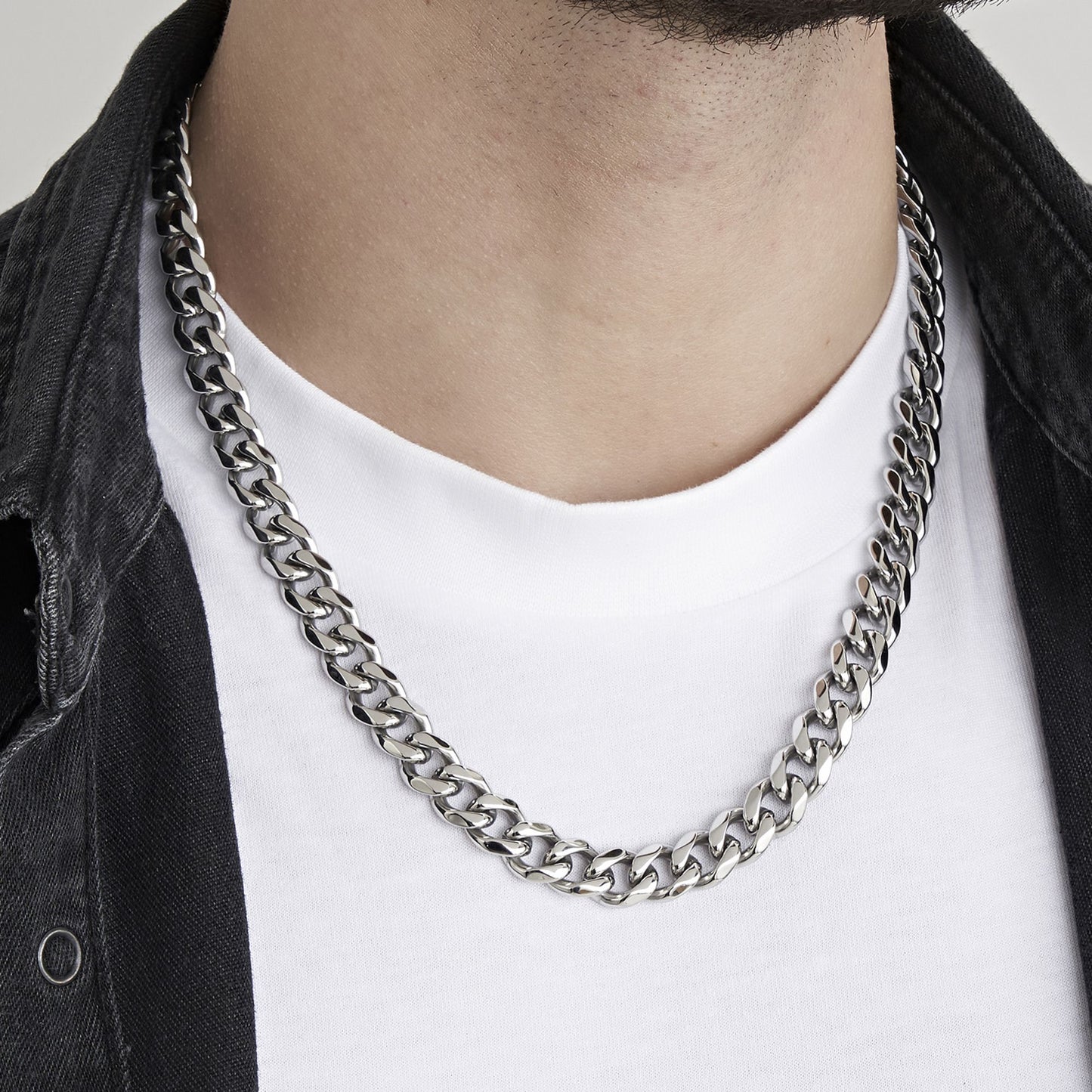 COLLAR UNISEX DE ACERO CON ESLABÓN DE CADENA DE 11 MM