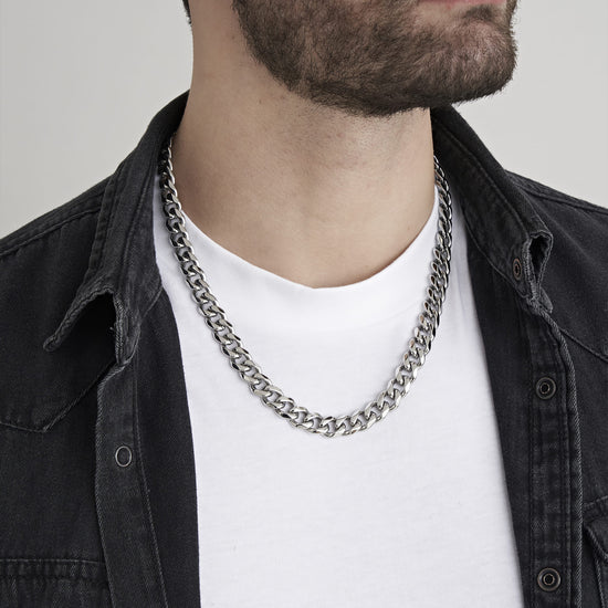 COLLAR UNISEX DE ACERO CON ESLABÓN DE CADENA DE 11 MM