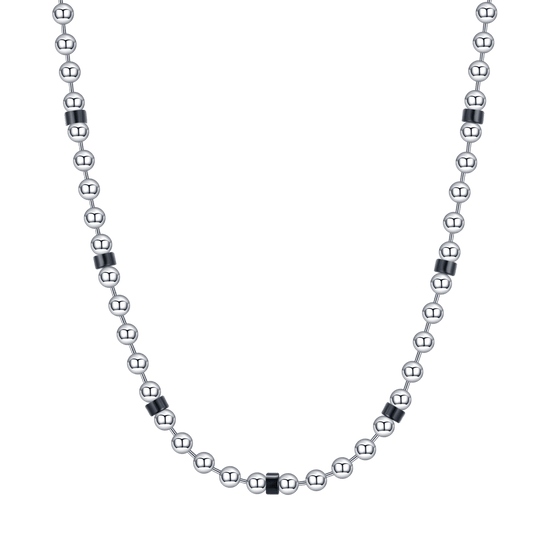 COLLAR DE ACERO PARA HOMBRES CON ELEMENTOS NEGROS