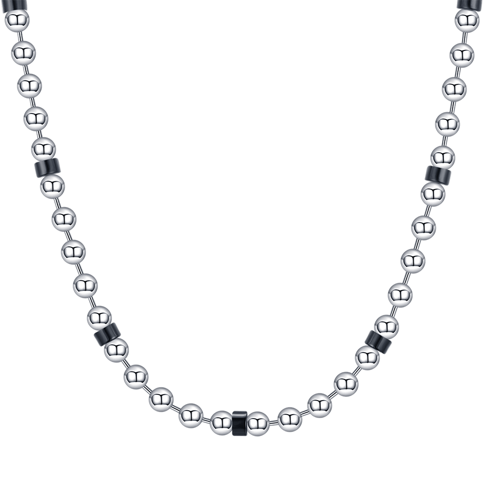 COLLAR DE ACERO PARA HOMBRES CON ELEMENTOS NEGROS