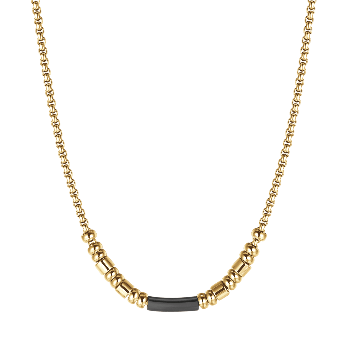 COLLANA UOMO IN ACCIAIO IP GOLD CON ELEMENTO IP NERO
