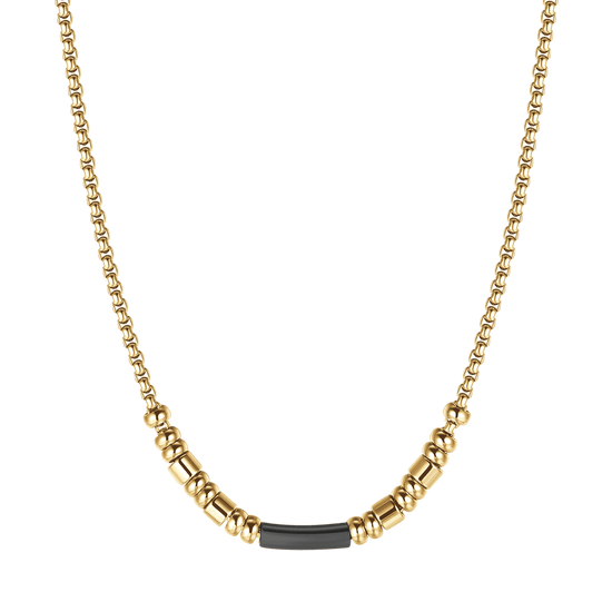 COLLANA UOMO IN ACCIAIO IP GOLD CON ELEMENTO IP NERO
